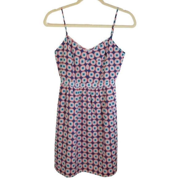 J. Crew Factory Colorful Sleeveless printed Seaside Cami Mini dress, size 0 - Picture 1 of 6